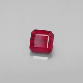 Rubi vermelho natural 1,74ct, corte esmeralda, SI