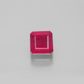 Rubi vermelho natural 1,90ct, corte esmeralda, SI