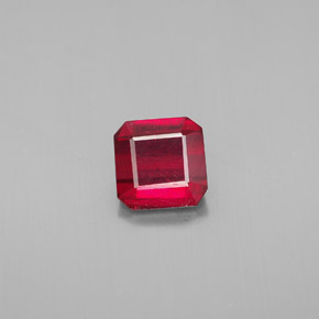 Rubi vermelho natural 1,38ct, corte esmeralda, SI
