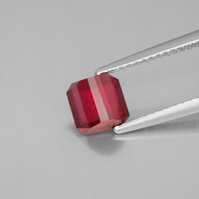 Rubi vermelho natural 1,38ct, corte esmeralda, SI