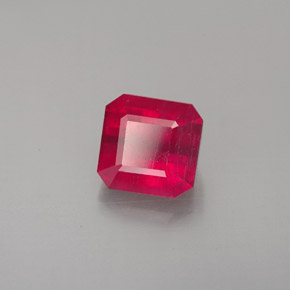 Rubi vermelho natural 1,56ct, corte esmeralda, SI