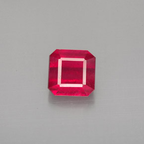 Rubi vermelho natural 1,63ct, corte esmeralda, SI