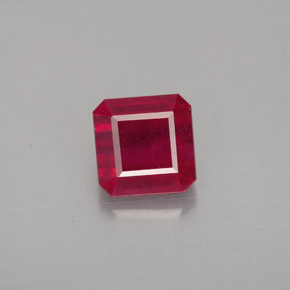 Rubi vermelho natural 1,72ct, corte esmeralda, SI