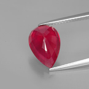 Rubi vermelho natural 4,60ct, formato de pêra, SI