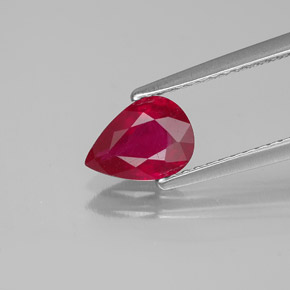 Rubi vermelho natural 1,07ct, formato de pêra, SI