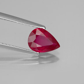Rubi vermelho natural 1,07ct, formato de pêra, SI