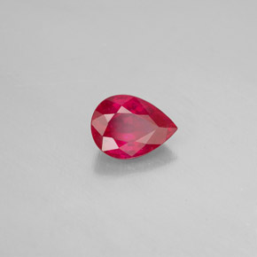 Rubi vermelho natural 1,44ct, formato de pêra, SI