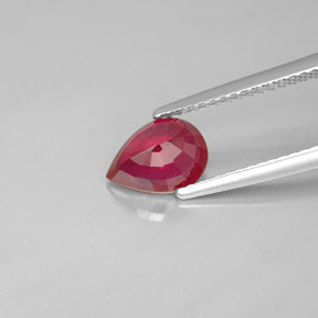 Rubi vermelho natural 1,44ct, formato de pêra, SI