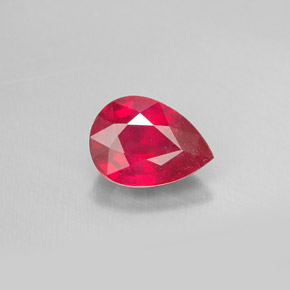 Rubi vermelho natural 1,67ct, formato de pêra, SI
