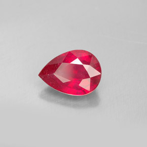 Rubi vermelho natural 1,67ct, formato de pêra, SI
