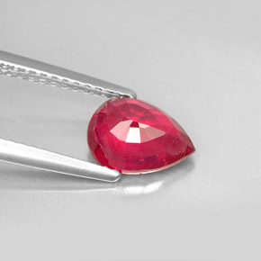Rubi vermelho natural 1,67ct, formato de pêra, SI
