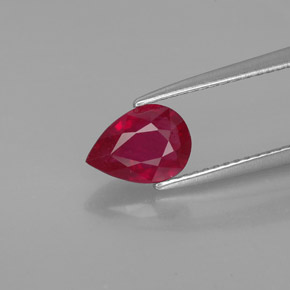 Rubi vermelho natural 1,37ct, formato de pêra, SI