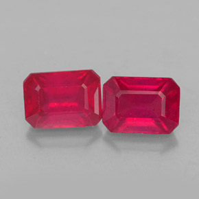 Pedras preciosas de rubi vermelho natural de  ct, corte esmeralda, VS-SI