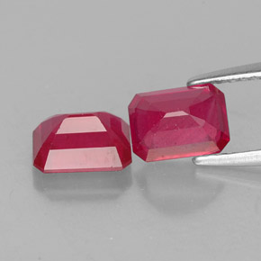 Pedras preciosas de rubi vermelho natural de  ct, corte esmeralda, VS-SI