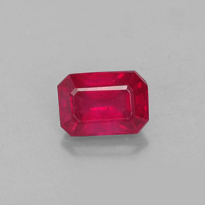 Rubi vermelho natural 1,30ct, corte esmeralda, VS-SI