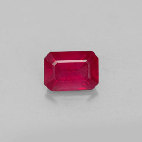Rubi vermelho natural 1,37ct, corte esmeralda, VS-SI
