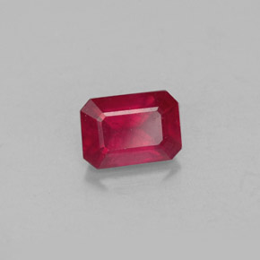 Rubi vermelho natural 1,37ct, corte esmeralda, VS-SI