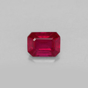 Rubi vermelho natural 1,24ct, corte esmeralda, SI