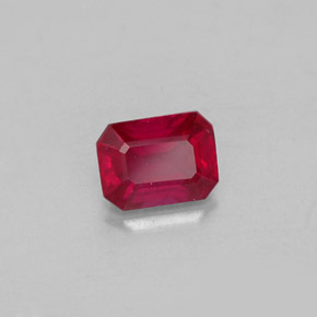 Rubi vermelho natural 1,24ct, corte esmeralda, SI