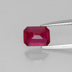 Rubi vermelho natural 1,24ct, corte esmeralda, SI