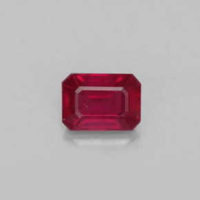 Rubi vermelho natural 1,40ct, corte esmeralda, SI