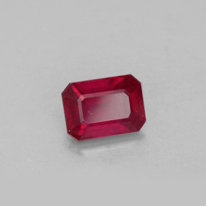 Rubi vermelho natural 1,40ct, corte esmeralda, SI