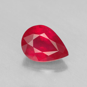 Rubi vermelho natural 1,36ct, formato de pêra, SI