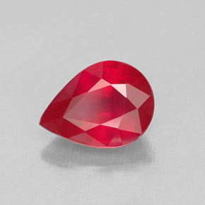 Rubi vermelho natural 1,36ct, formato de pêra, SI