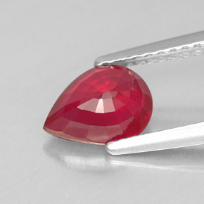 Rubi vermelho natural 1,36ct, formato de pêra, SI