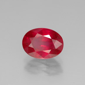 Rubi vermelho natural 1,62ct, corte oval, SI