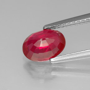 Rubi vermelho natural 1,62ct, corte oval, SI
