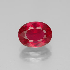 Rubi vermelho natural 1,73ct, corte oval, SI