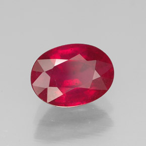 Rubi vermelho natural 1,70ct, corte oval, SI