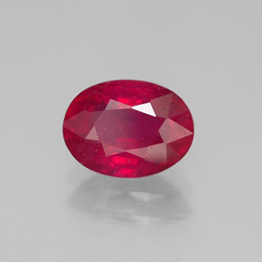 Rubi vermelho natural 1,66ct, corte oval, SI