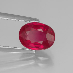 Rubi vermelho natural 1,70ct, corte oval, SI