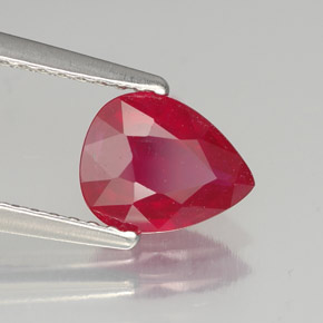 Rubi vermelho natural 1,44ct, formato de pêra, SI