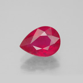Rubi vermelho natural 1,54ct, formato de pêra, SI