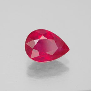 Rubi vermelho natural 1,54ct, formato de pêra, SI