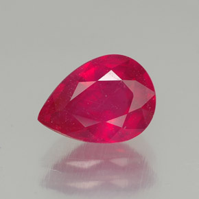 Rubi vermelho natural 1,58ct, formato de pêra, SI
