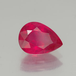 Rubi vermelho natural 1,58ct, formato de pêra, SI