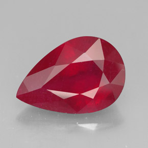 Rubi vermelho natural 3,68ct, formato de pêra, SI