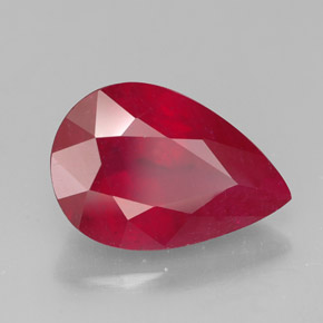 Rubi vermelho natural 3,68ct, formato de pêra, SI