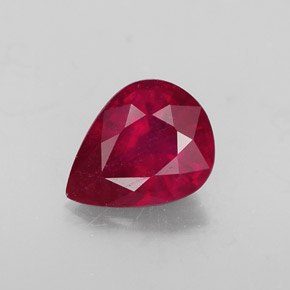 Rubi vermelho natural 1,78ct, formato de pêra, SI