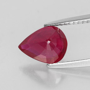 Rubi vermelho natural 1,78ct, formato de pêra, SI