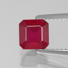 Rubi vermelho natural 1,64ct, corte esmeralda, SI