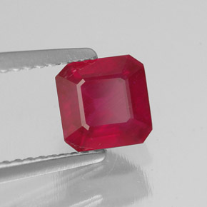 Rubi vermelho natural 1,64ct, corte esmeralda, SI