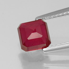 Rubi vermelho natural 1,64ct, corte esmeralda, SI