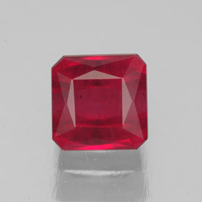 Rubi vermelho natural 2,08ct, corte esmeralda, SI