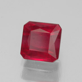 Rubi vermelho natural 2,08ct, corte esmeralda, SI