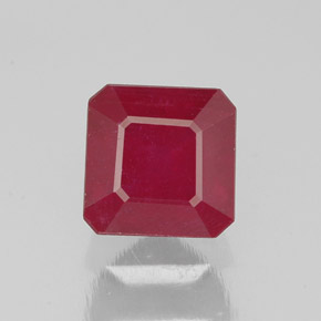 Rubi vermelho natural 1,90ct, corte esmeralda, SI